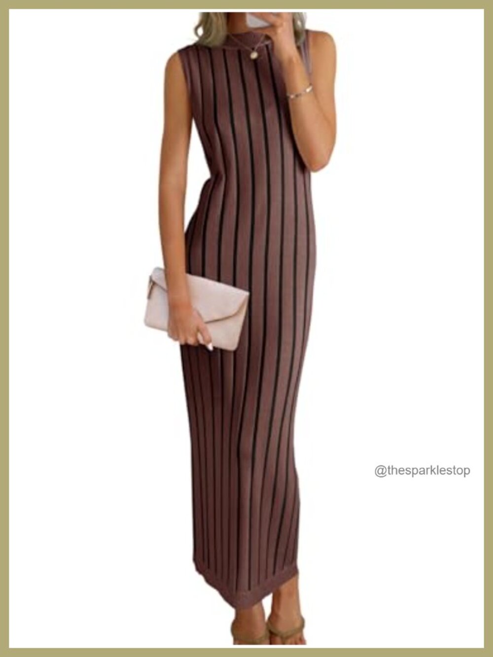 Sleeveless Sweater Dress Mock Neck Ribbed Knit Tank Maxi Casual